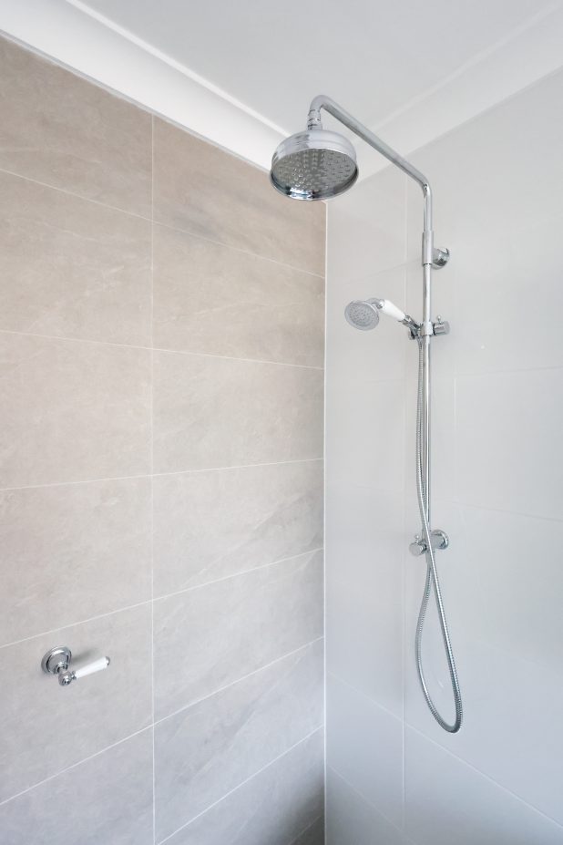 chrome silver twin shower heads