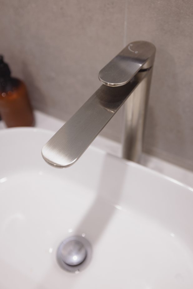 brushed nickel slim basin mixer